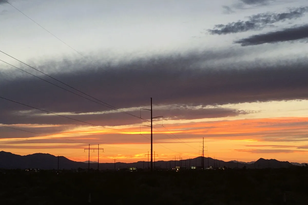 Evening light over the mountains at the edge of Pahrump