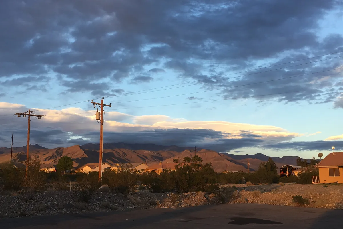 Late sun on the mountains above a Pahrump neighborhood